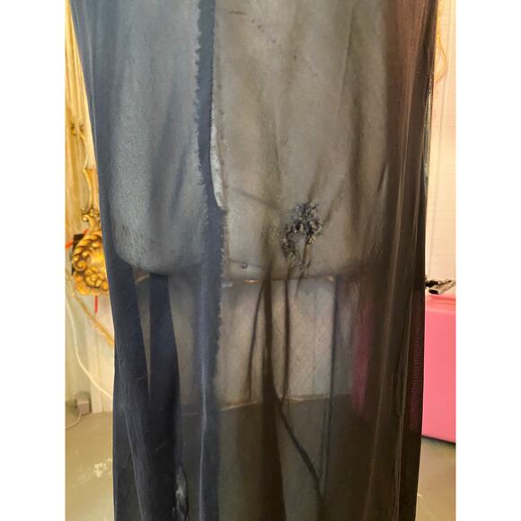 vintage 1930s sheer black bias cut nightgown hearts and bow m/l boudior pin up - Picture 10 of 11